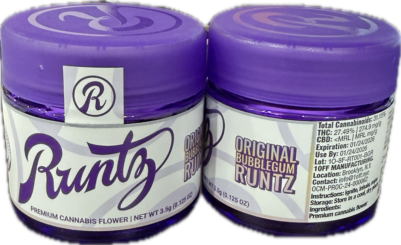 Photograph of product: Runtz | Flower | Jar | Original Bubblegum Runtz | 3.5g | Oui'd-Hybrid  | 27.49 TH-oui