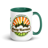 Photograph of product: Hazy Harvest Logo - White Ceramic Mug with Color Inside - 15oz Assorted Colors