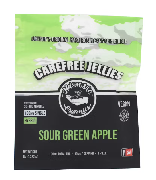 Photograph of product: Nelson & Company | 100MG | Carefree Sour Apple Single Rosin Jelly