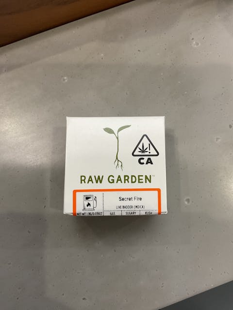 Photograph of product: Secret Fire 1.0g Live Badder, Raw Garden - 