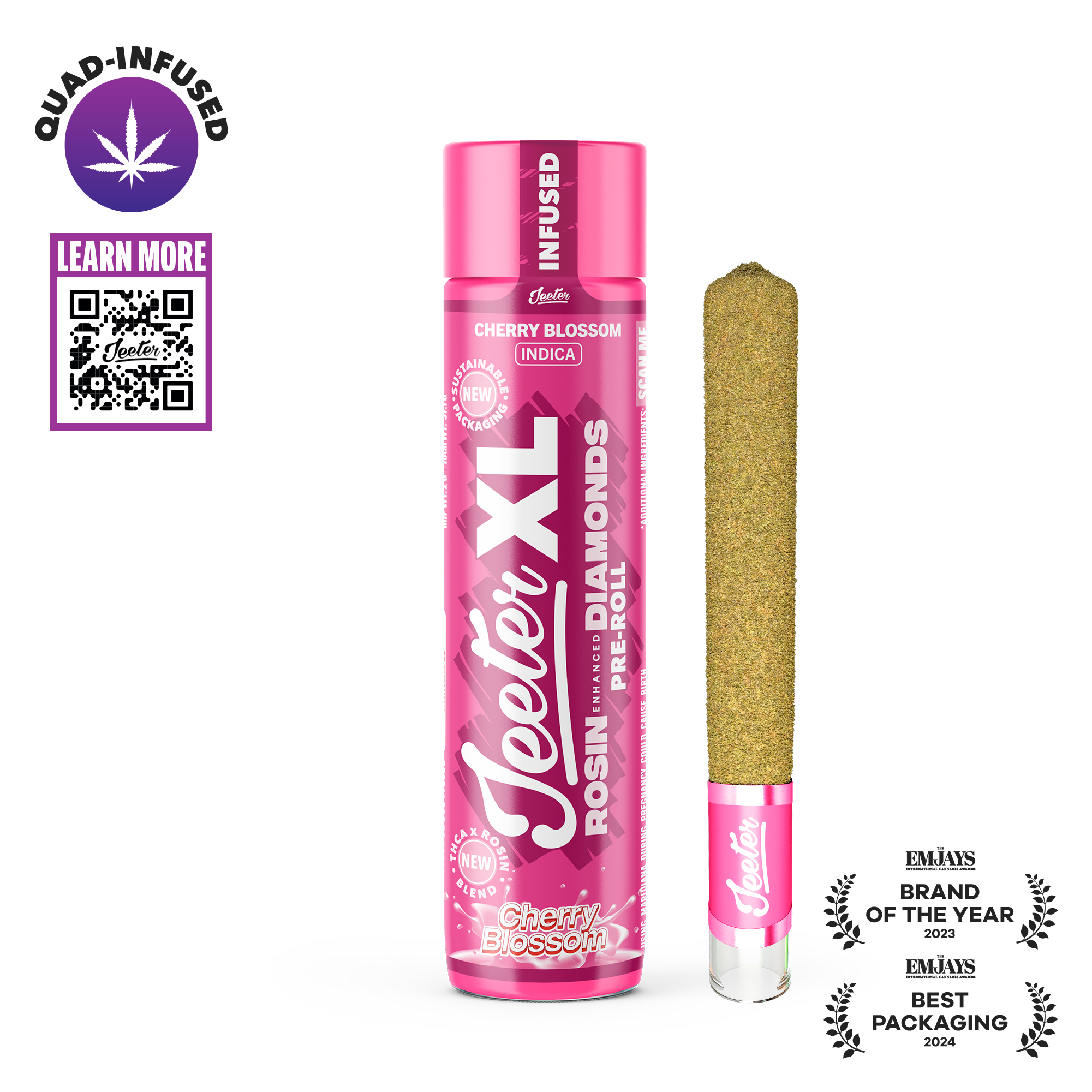 Photograph of instaPanelPhoto: Jeeter - Quad Infused Preroll XL - Cherry Blossom (I)