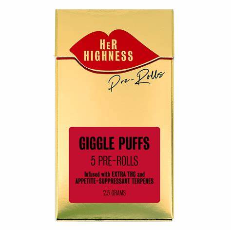 Photograph of product: HER HIGHNESS | INFUSED PRE-ROLLS | GIGGLE PUFFS (5PK)