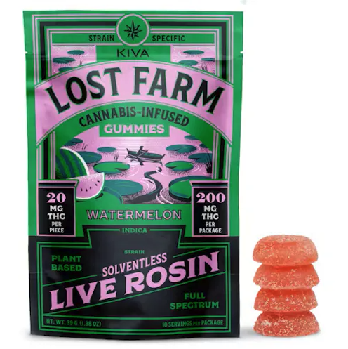 Photograph of product: Lost Farm 200mg Live Rosin Gummies - Watermelon