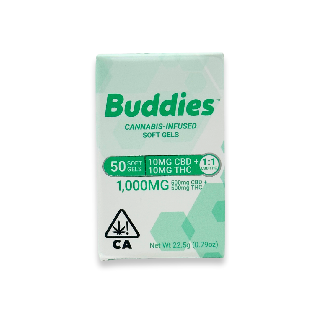 Photograph of product: Buddies - CBD/TH-oui 1:1 10mg/10mg  - Capsules - 50ct - 1000mg