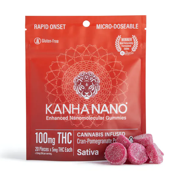 Photograph of product: CRAN-POMEGRANATE PUNCH SATIVA NANO GUMMIES 5MG 20-PACK