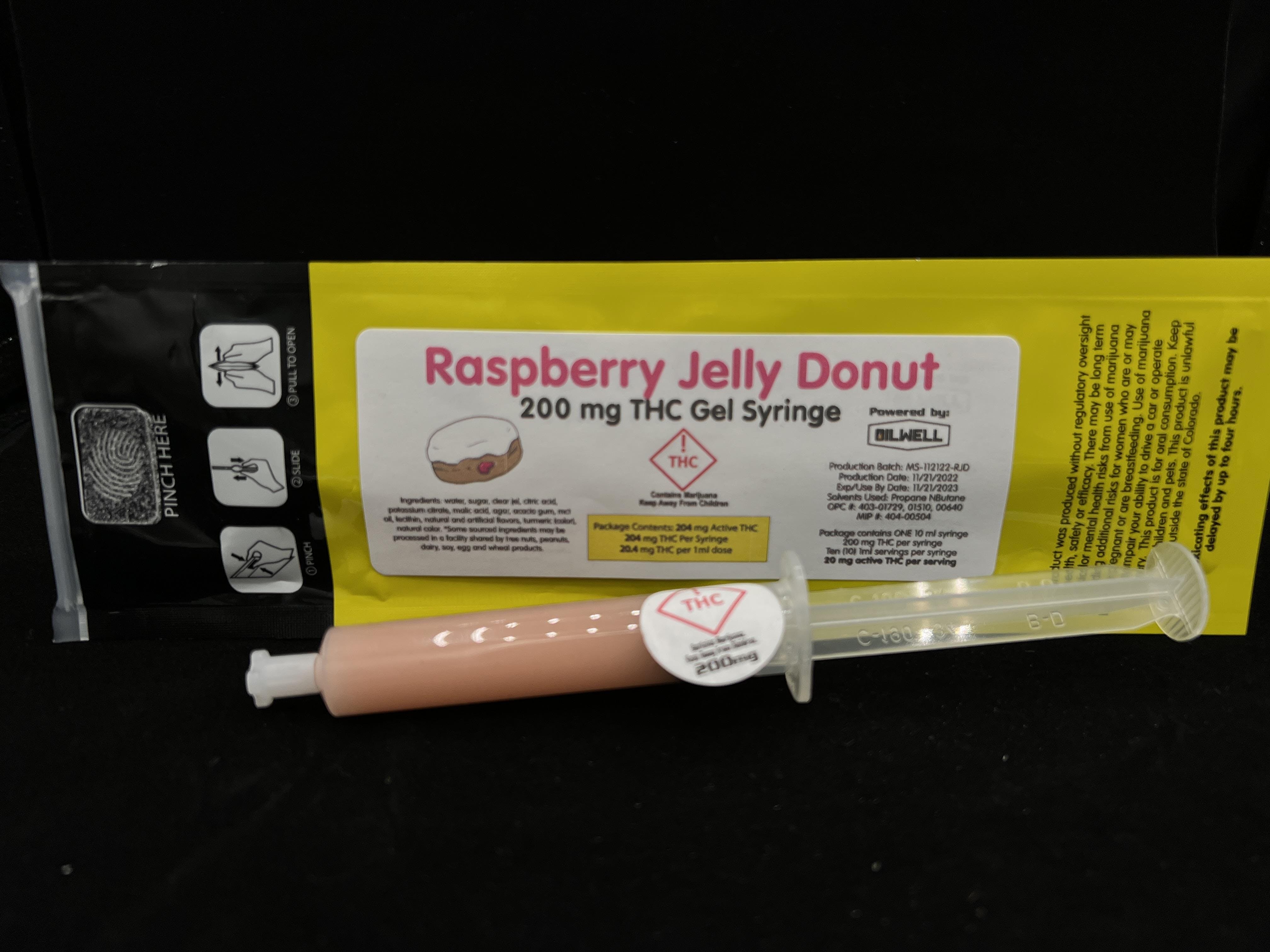Photograph of product: Oilwell Melloshot Raspberry Jelly Donut - 200mg
