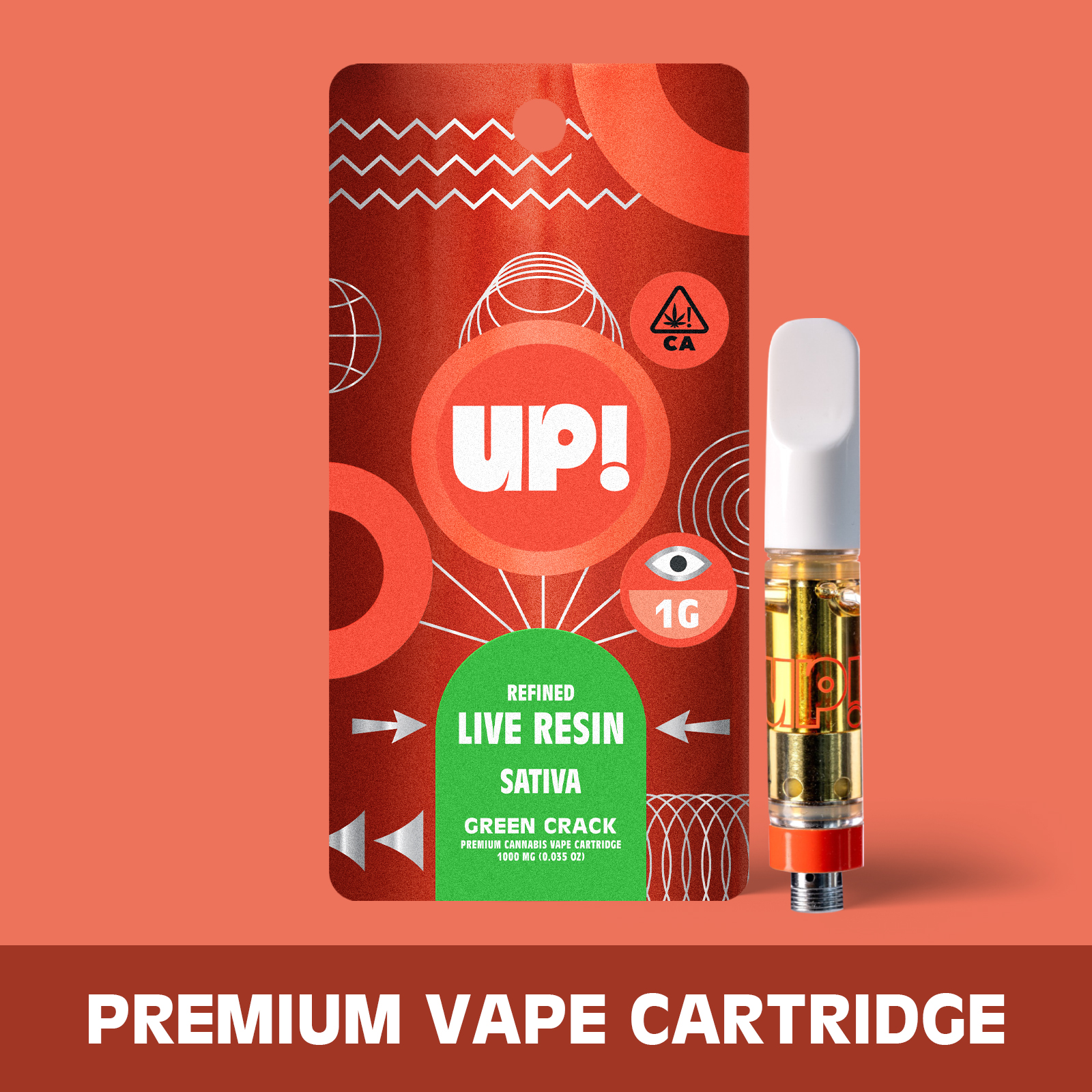 Photograph of product: UP! - Green Crack (Oui'd) Live Resin Cartridge