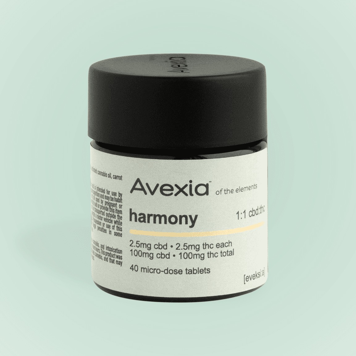 Photograph of product: Avexia - Harmony Tablets 1:1 TH-oui:CBD - 100mg/40pk