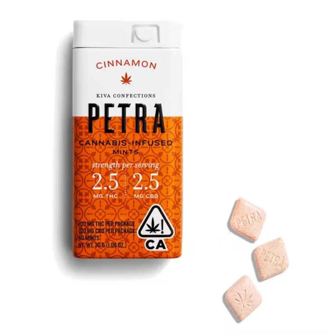 Photograph of product: Petra Mints - Cinnamon 1:1 (TH-oui:CBD) Microdoseable Mints 100mg
