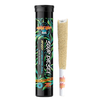 Photograph of product: 1G SOUR DIESEL TARANTULA INFUSED PRE-ROLL