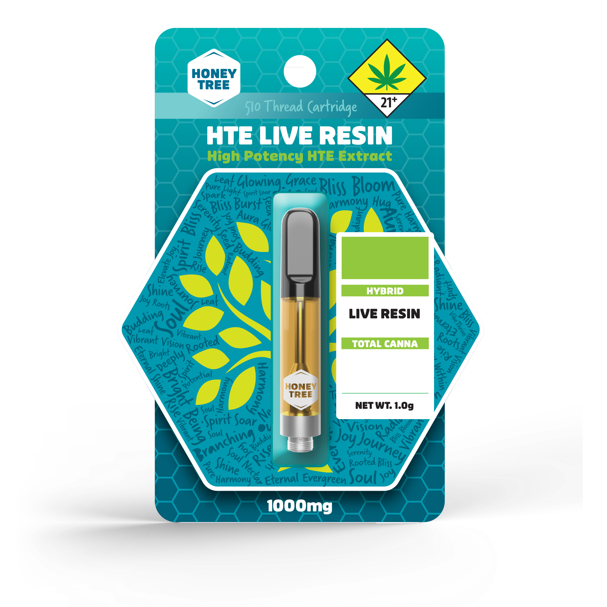 Photograph of product: Honey Tree | Orange Kush | Cartridge | Live Resin - High Potency HTE Extract | 1g | Oui'd