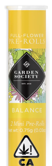 Photograph of product: GARDEN SOCIETY - Prerolls - Kush Mints - 2PK - .75G