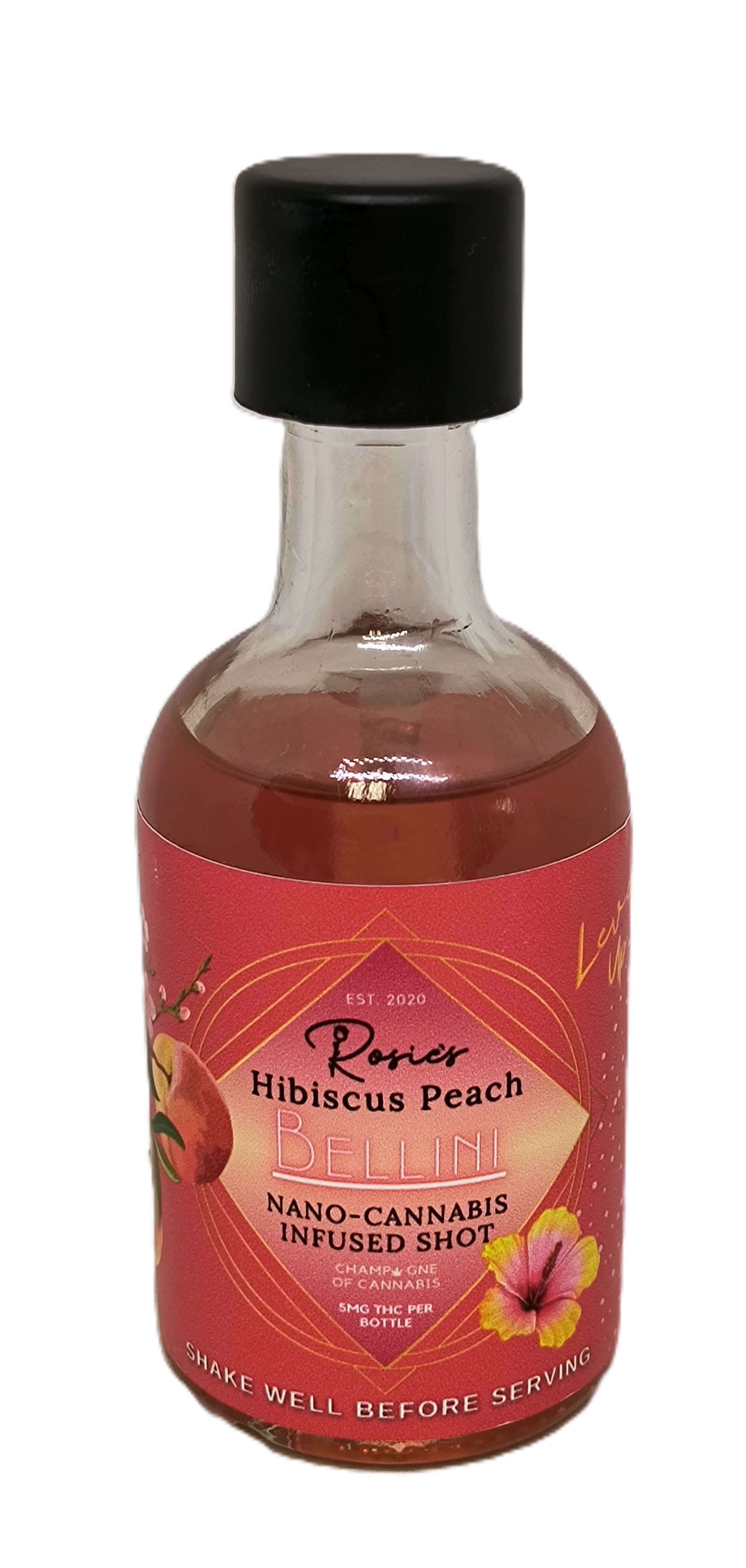 Photograph of product: Peach Hibiscus Bellini Nano-Shooter | 5mg TH-oui | Rosie's Confections