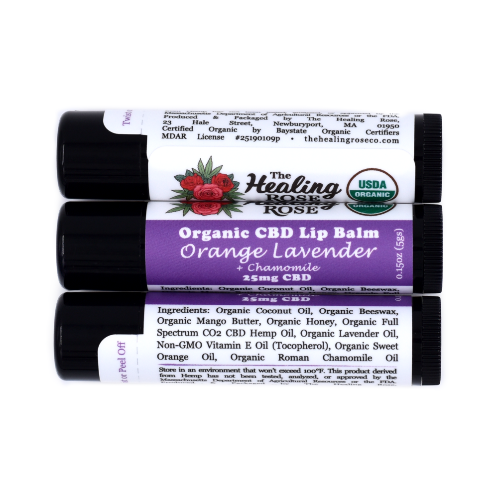Photograph of product: 25mg Organic Orange Lavender CBD Lip Balm | TAX INCLUDED