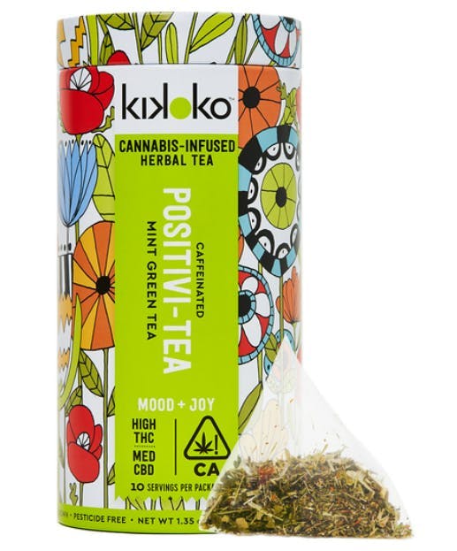 Photograph of product: POSITIVI-TEA HERBAL TEA BAGS | 10MG TH-oui:5MG CBD EACH | 10PK | CAFFEINATED | KIKOKO