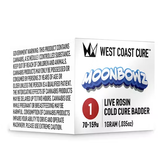Photograph of product: WCC Moonbowz Live Rosin Cold Cure Badder Tier 1 1g