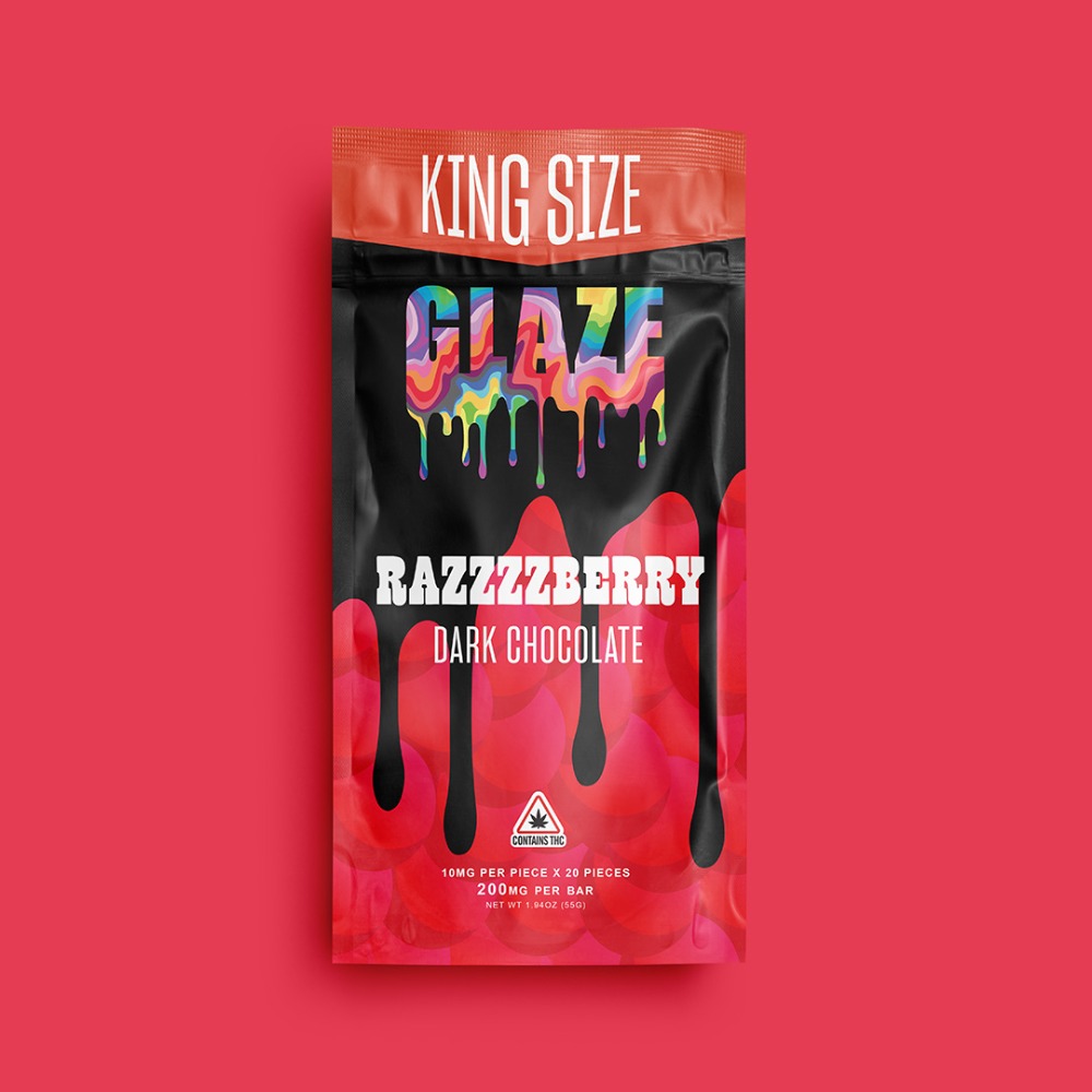 Photograph of product: GLZ | Razzzzberry Dark Chocolate Bar | 200mg TH-oui