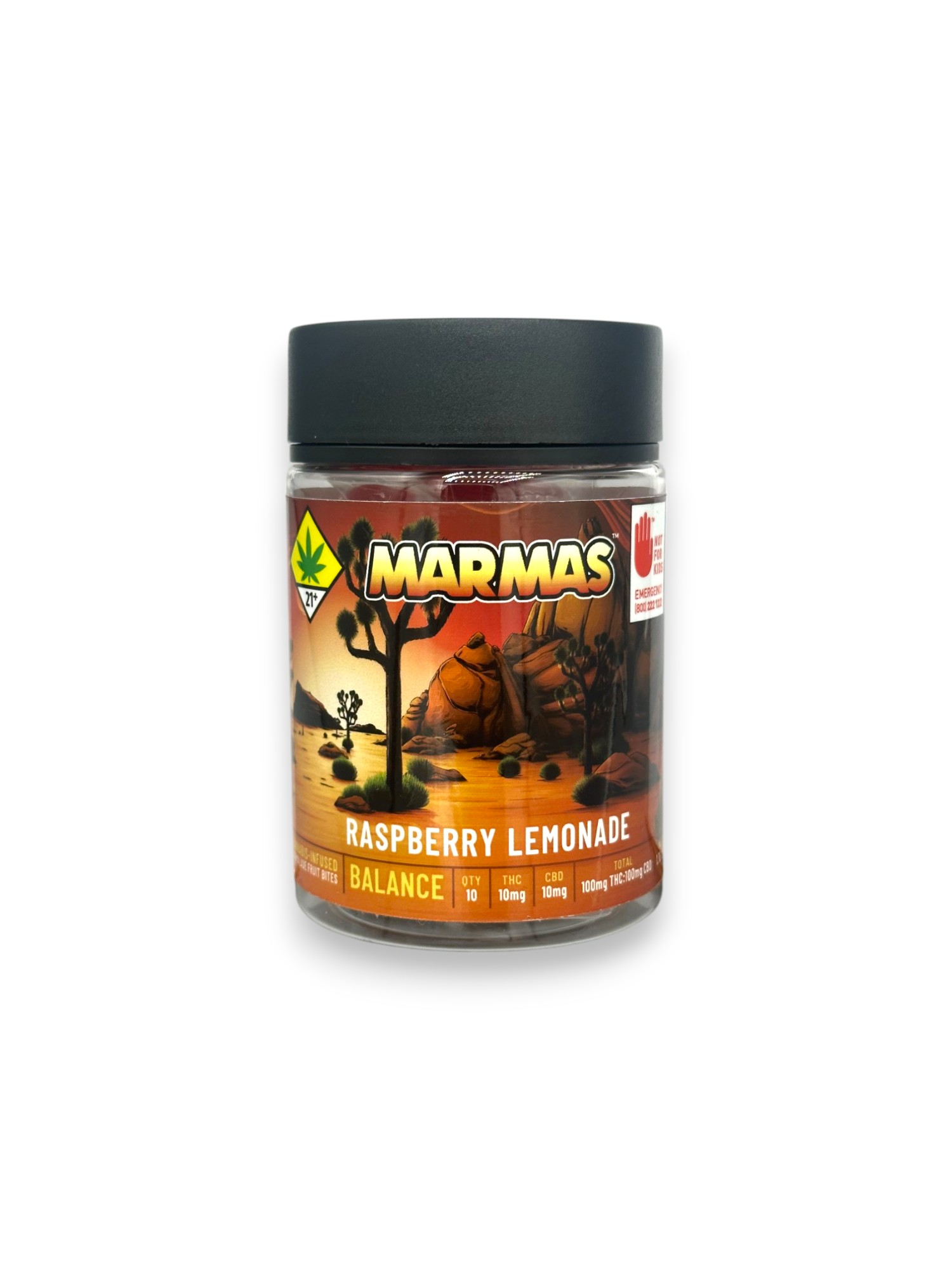 Photograph of product: CBD 1:1 Raspberry Lemonade 200mg Balance Gummies (Marmas)