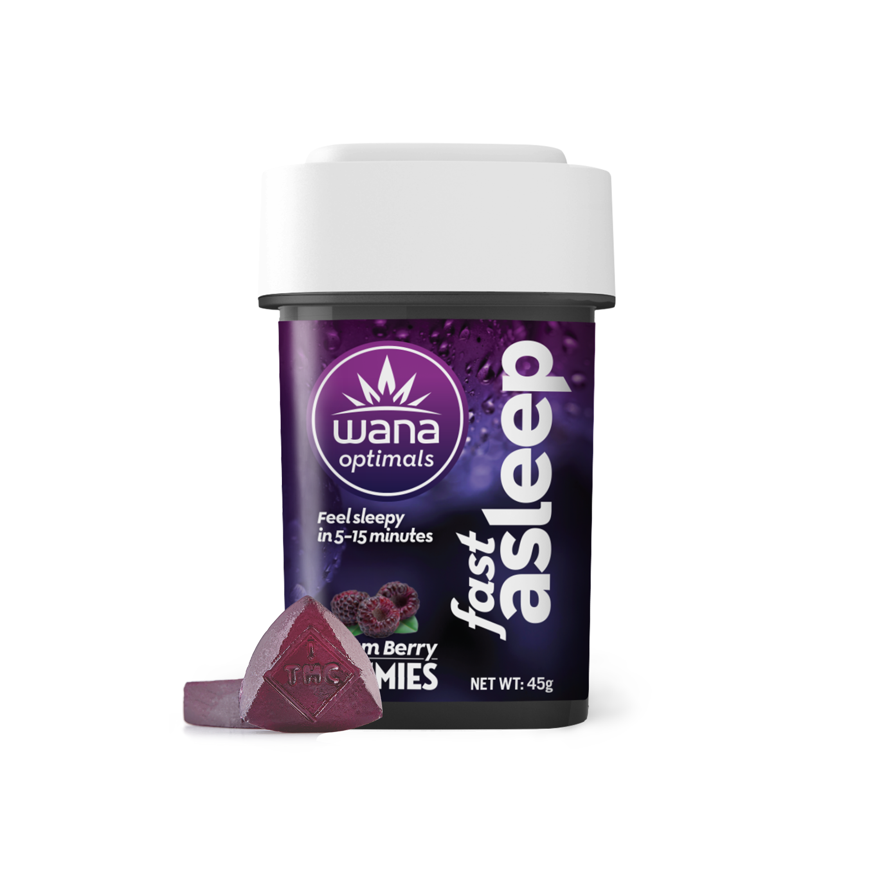 Photograph of product: Wana Fast Asleep Gummies 100mg Cbd : 20mg Cbn: 20mg Cbg: 20mg Thc