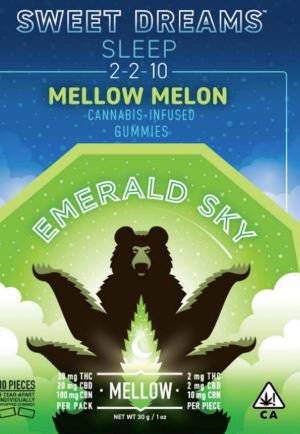 Photograph of product: SWEET DREAMS MELLOW MELON [I] (2:2:10) TH-oui:CBD:CBN GUMMIES - 20 MG