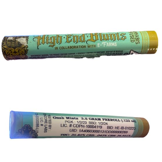Photograph of product: D. High End 3.5g Infused Blunt - Gush Mintz (H) - 