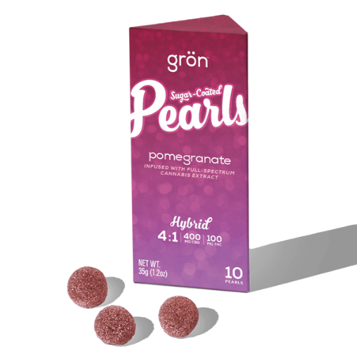 Photograph of product: 100mg (4:1) CBD Pomegranate Pearls 10-Pack