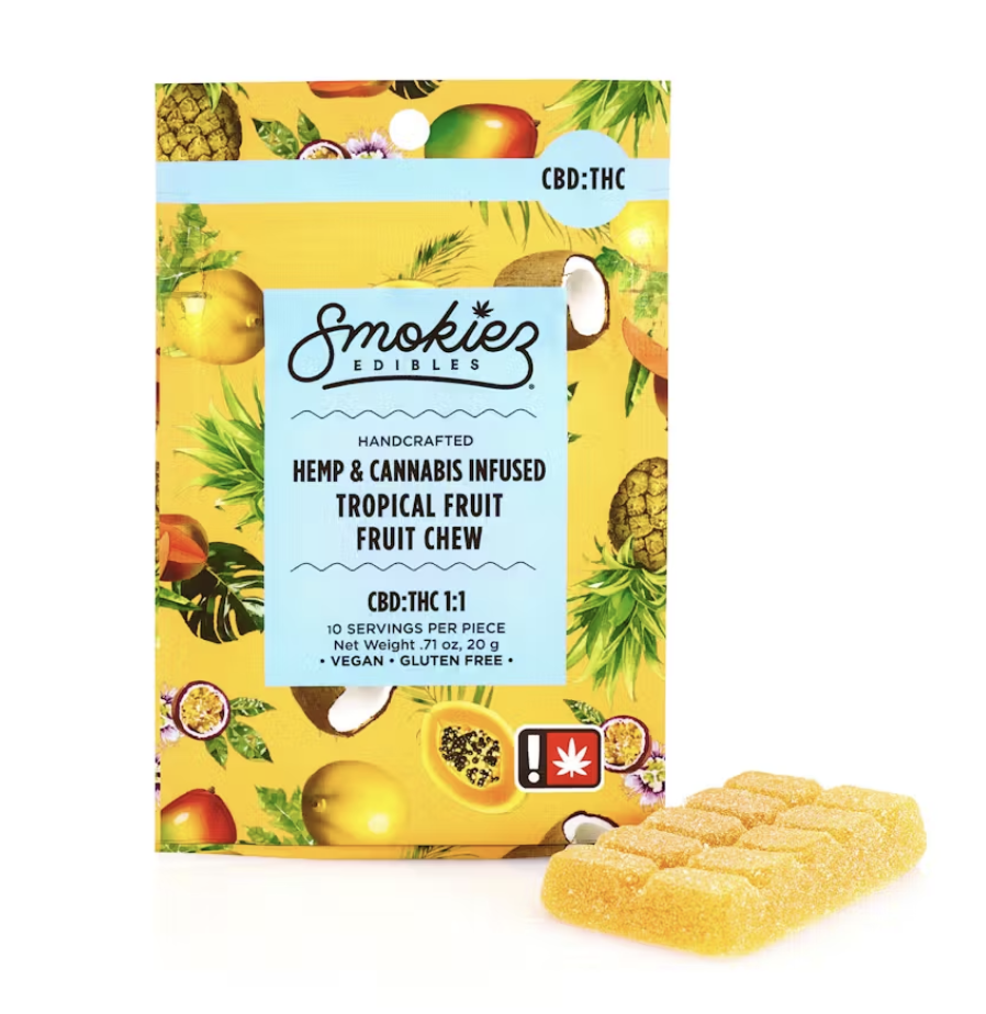 Photograph of product: Smokiez | 1pc Fruit Chew | Tropical Fruit (TH-oui:CBD)