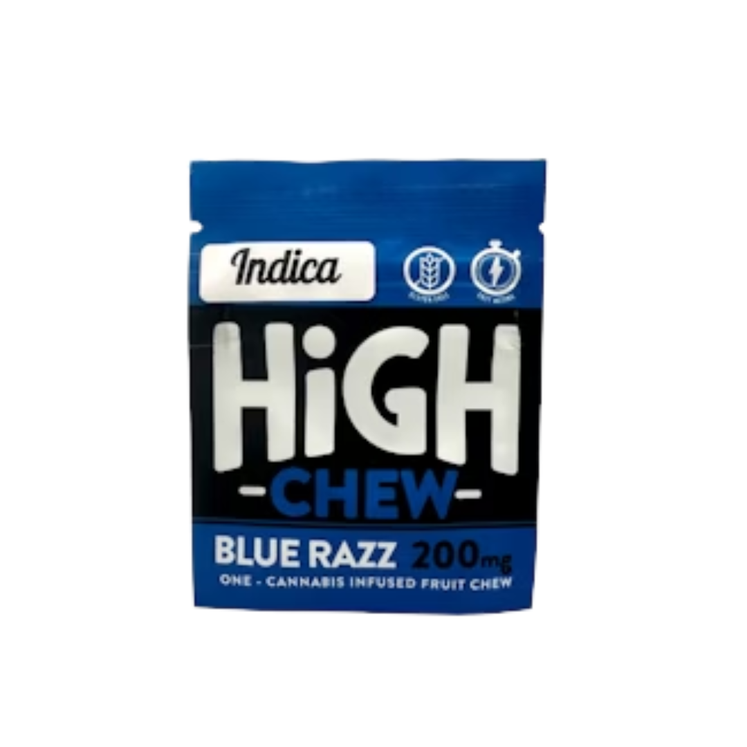 Photograph of product: High Chew - 200mg Gummies - Blue Razz