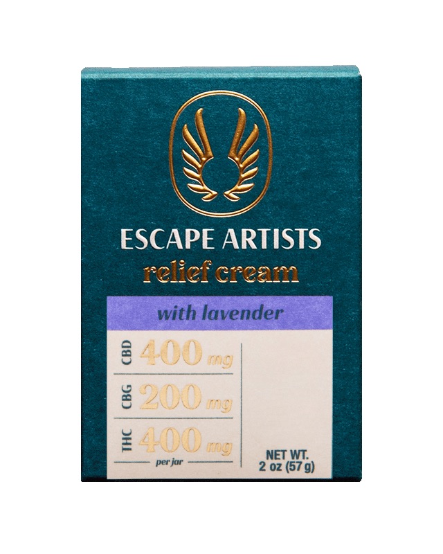 Photograph of product: Escape Artists | Relief Cream | Lavender | 2 CBD : 1 CBG : 2 TH-oui | 400mg