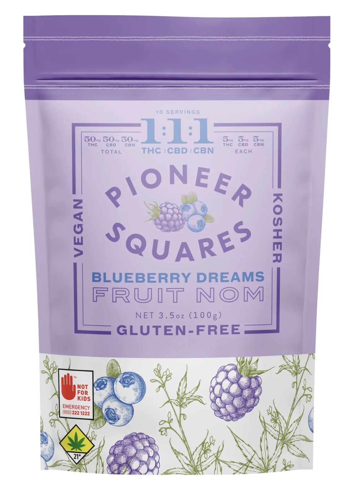 Photograph of product: Blueberry Dreams TH-oui:CBD:CBN Fruit Noms, 10-Pack