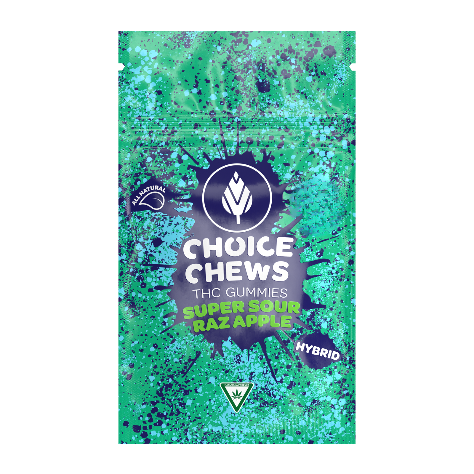 Photograph of product: CHOICE | SUPER SOUR RAZ APPLE | HYBRID | GUMMIES | 200MG | REC
