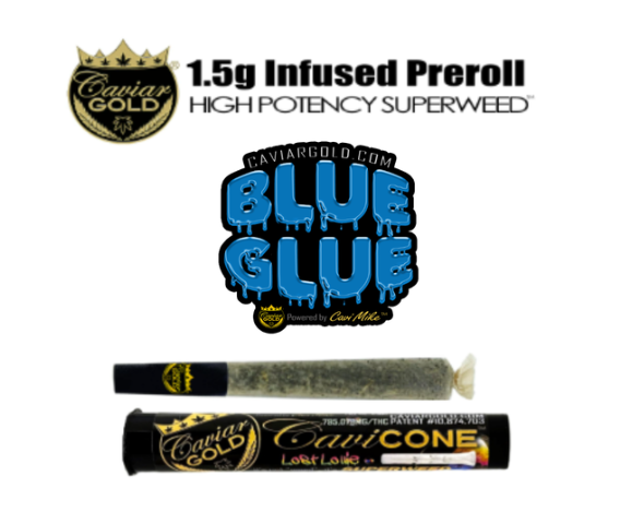 Photograph of product: BLUE GLUE | CAVI CONE INFUSED PREROLL | 1.3G