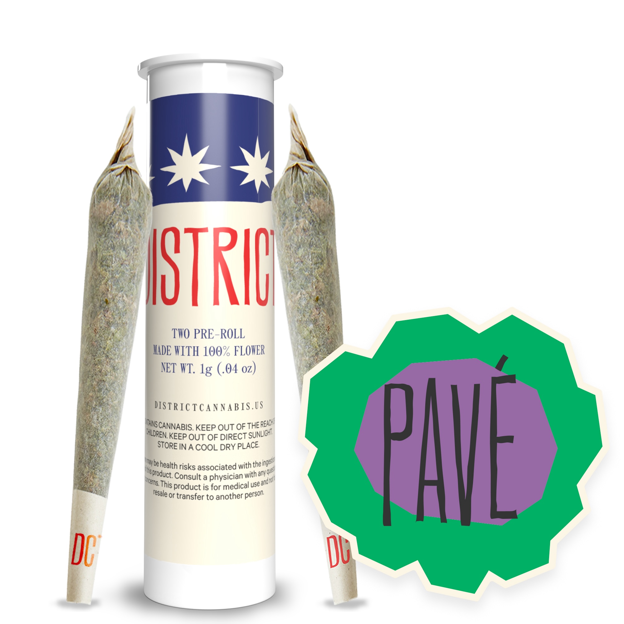 Photograph of product: District Oui'd | Pave | 0.5g Pre-Roll 2pk