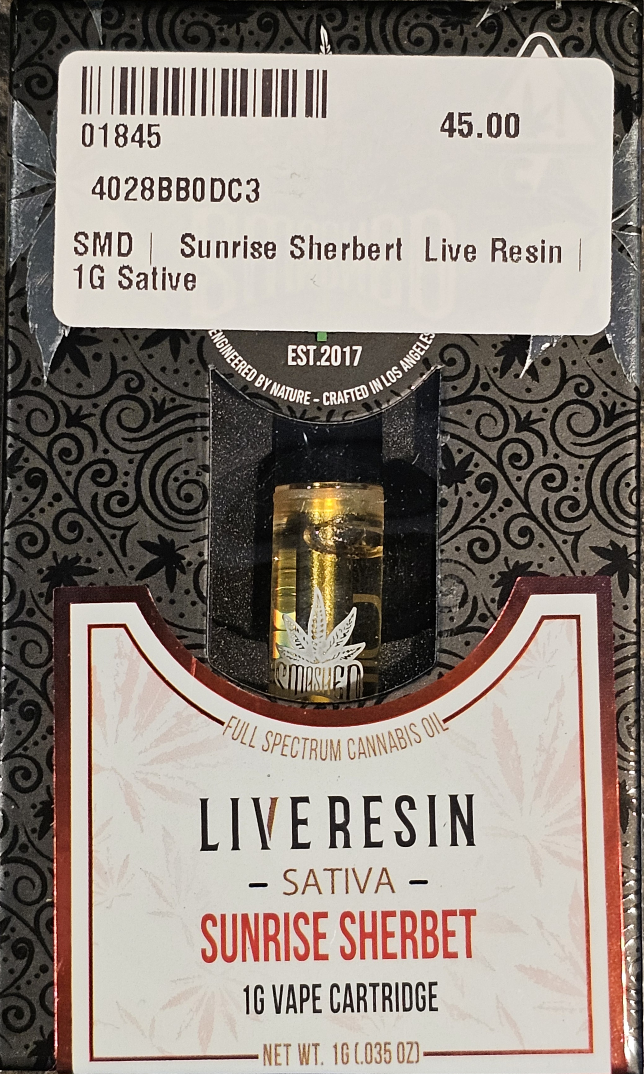 Photograph of product: Live Resin Sunrise Sherbert 1 G| S