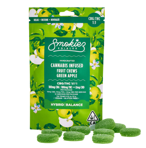 Photograph of product: Green Apple | Fruit Chews | 1thc : 1cbg  | 10pk | 200mg