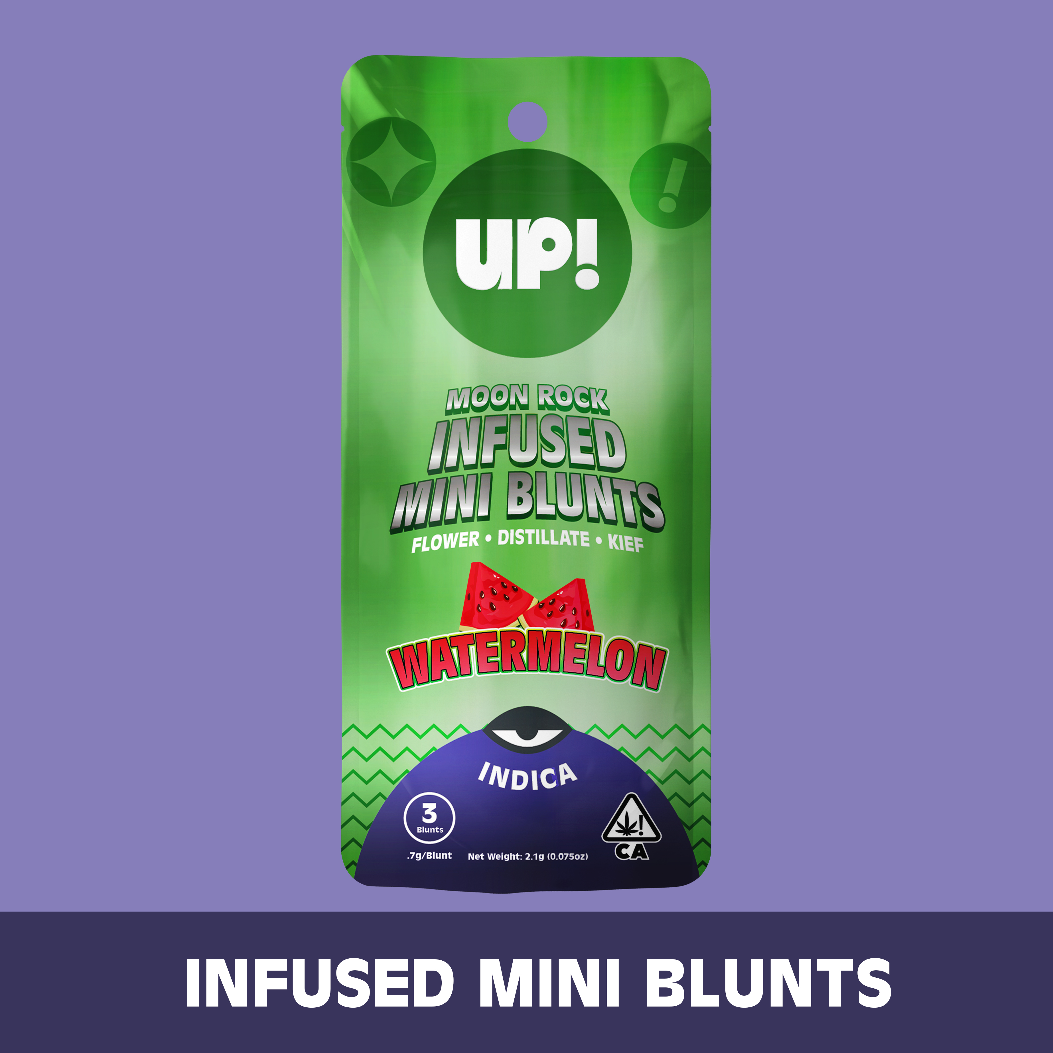 Photograph of product: Up! - Watermelon (Oui'd) 3pk Moon Rock Mini Blunt 2.1g