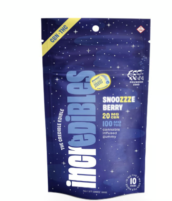 Photograph of product: INCREDIBLES | SNOOZZZIER BERRY | TH-oui:CBG:CBN GUMMIES | 100MG