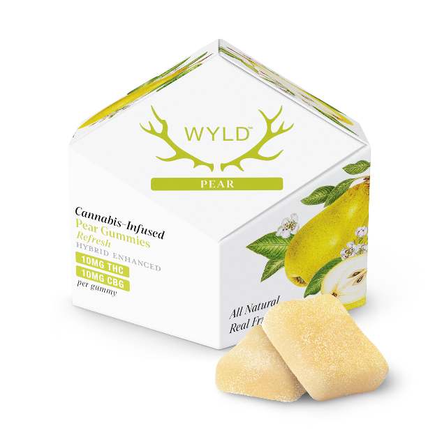 Photograph of product: PEAR 1:1 100MG 10 PACK GUMMY
