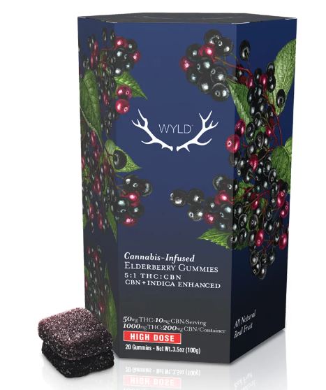 Photograph of product: Wyld:  Elderberry Gummy - TH-oui/ 200mg CBN - 20 PC