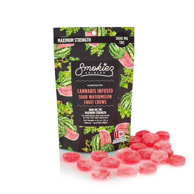 Photograph of product: Sour Watermelon Fruit Chews (100mg) - 