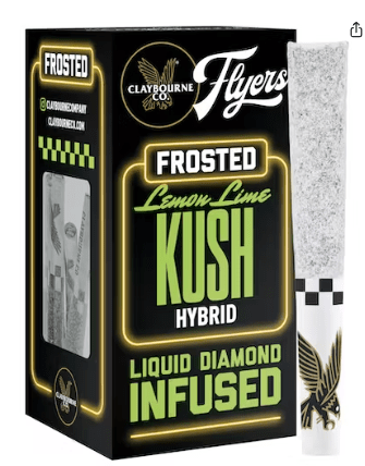 Photograph of product: [Claybourne Co.] Frosted Flyers 5 Pack Prerolls - 2.5g - Lemon Lime Kush (H) - 