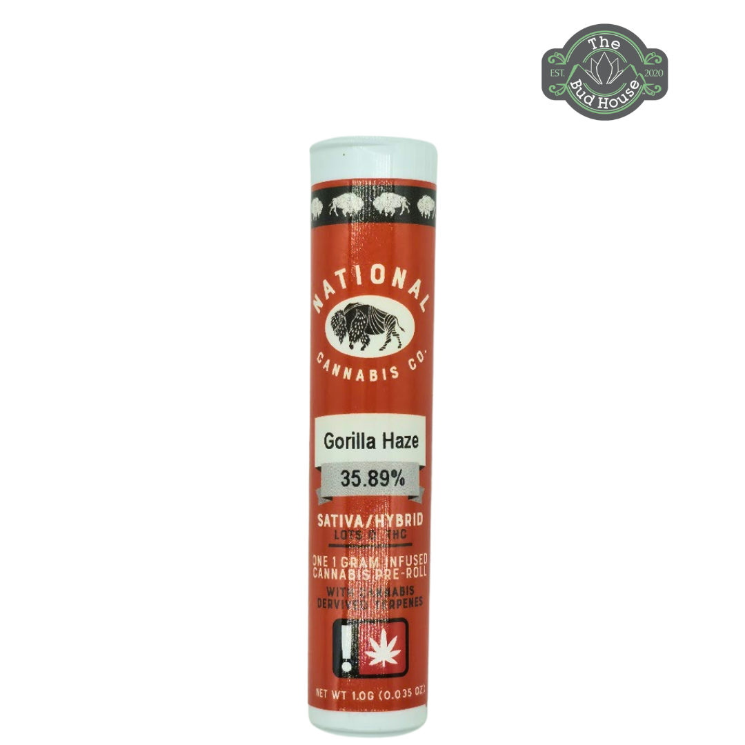 Photograph of product: National Oui'd Co. Single GORILLA HAZE 1g Infused Pre-Roll