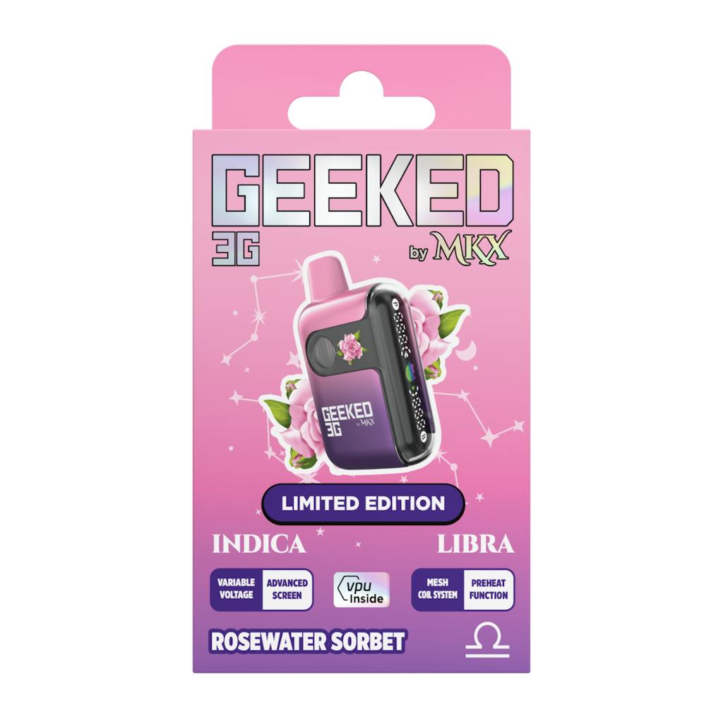 Photograph of product: Geeked - 3g Disposable - Rosewater Sorbet Oui'd