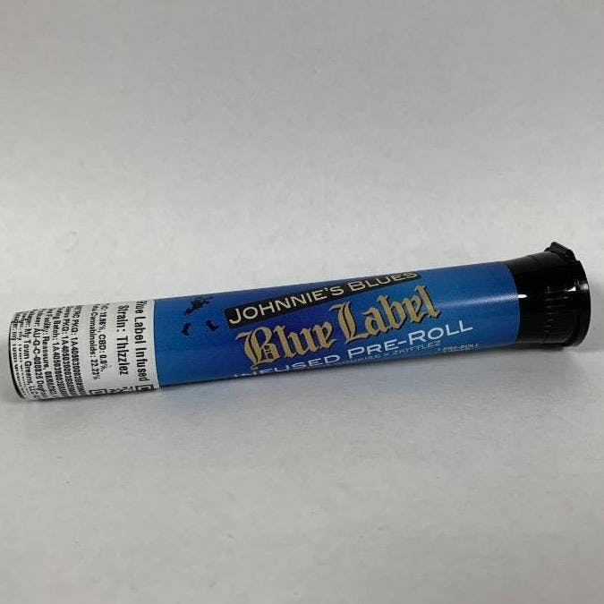 Photograph of product: Johnnies Blues Blue Label - Thizzlez Infused 1g Pre-Roll