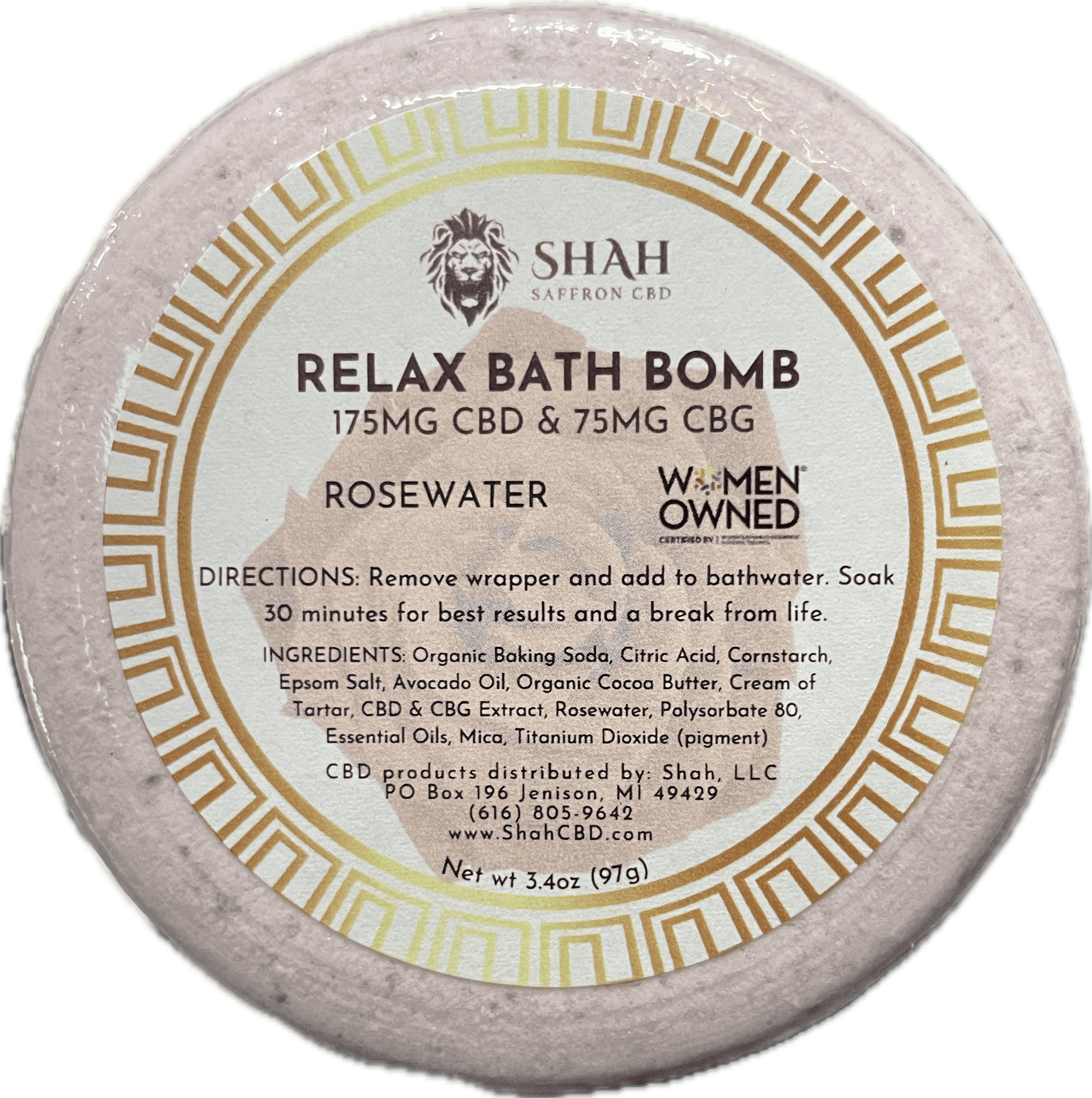 Photograph of product: Relax Rose Water 175mg CBD & 75mg CBG Bath Bomb