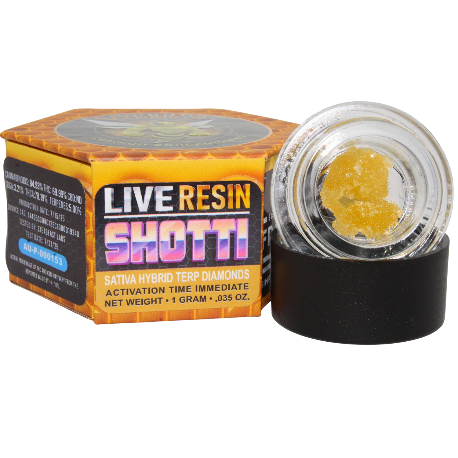 Photograph of product: CANNABEE EXTRACTS SHOTTI LR TERP DIAMONDS REC