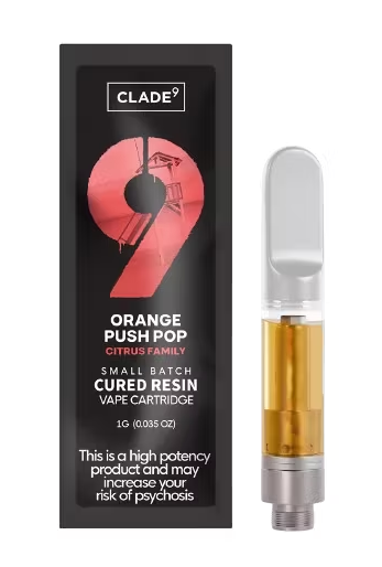 Photograph of product: Clade9 Vape Cart Cured Resin- Orange Push Pop