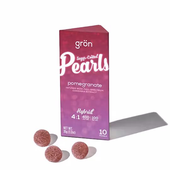 Photograph of product: Pomegranate Pearls 4:1 | 10 Pack | Gummies | TH-oui: 100mg, CBD: 400mg