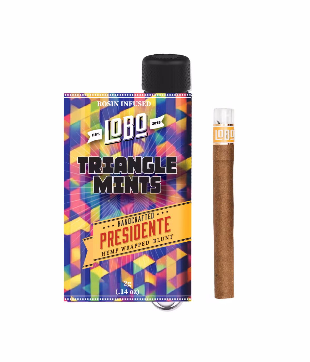 Photograph of product: Lobo | Triangle Mints | Presidente XL Blunt | Oui'd-Hybrid