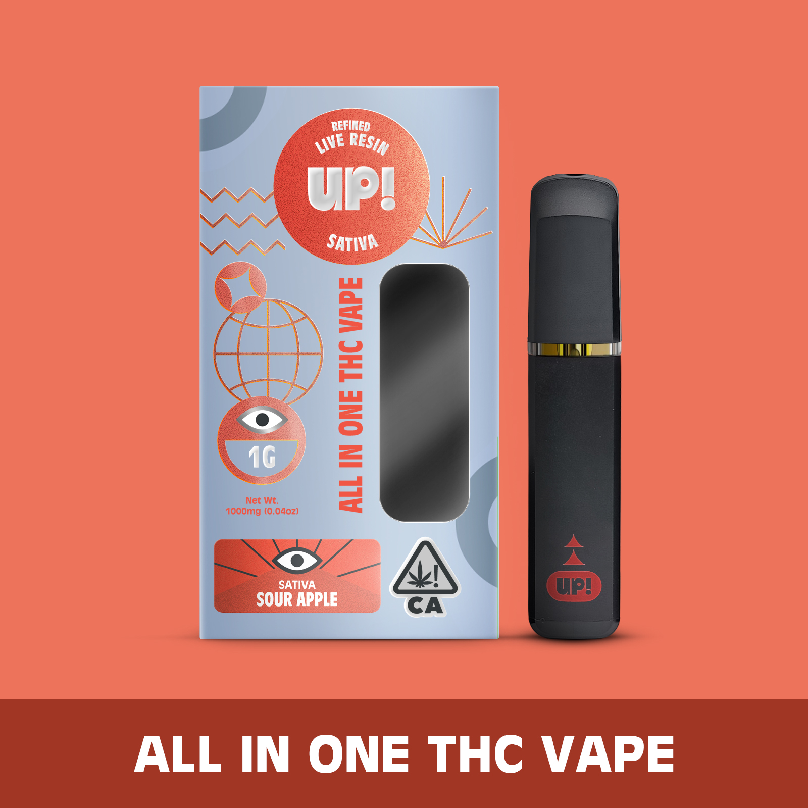 Photograph of product: UP! - Sour Apple (Oui'd) Live Resin All-In-One Vape